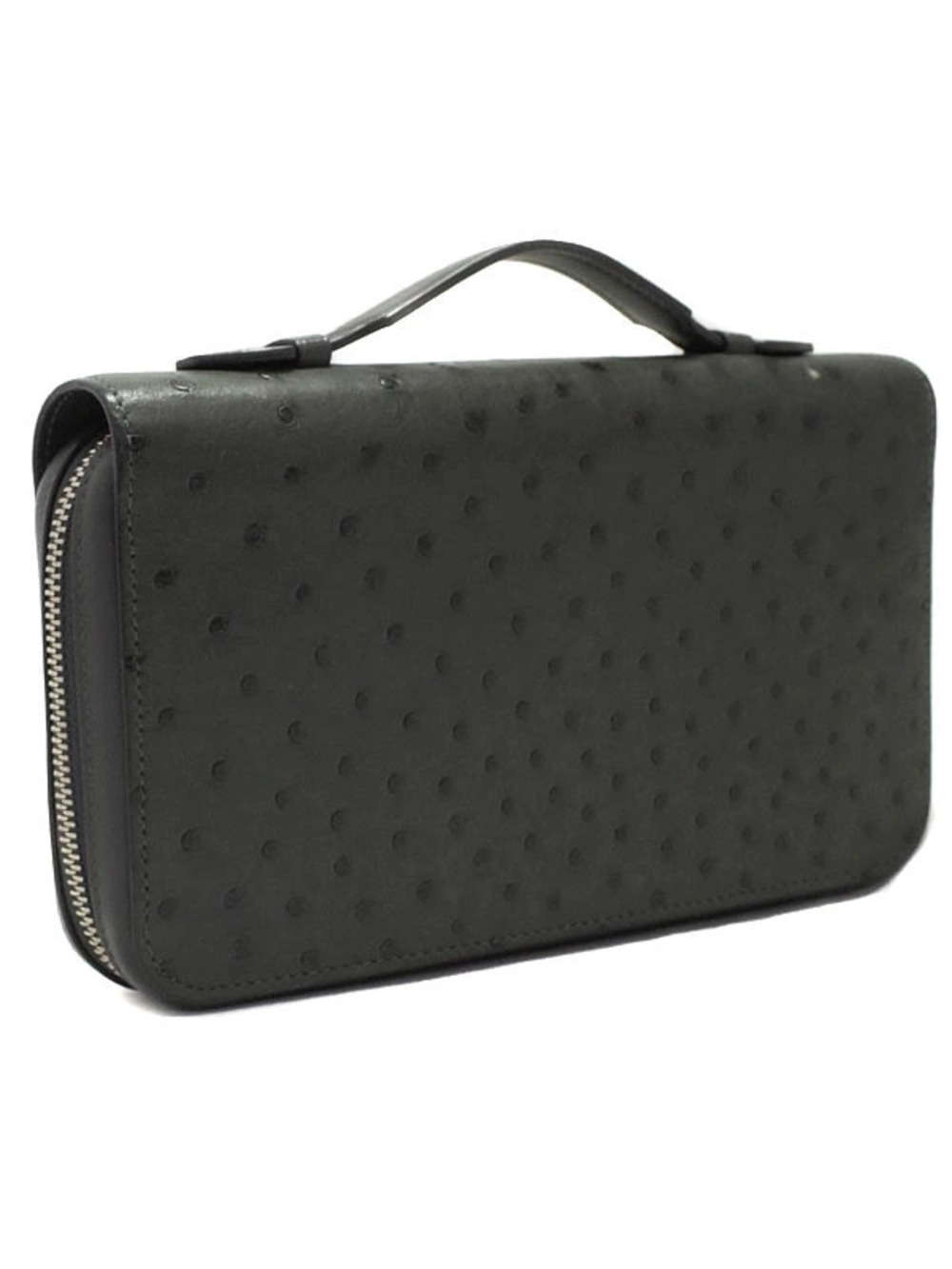Louis Vuitton Wallet Ostrich Long Round Zippy Zipper Black